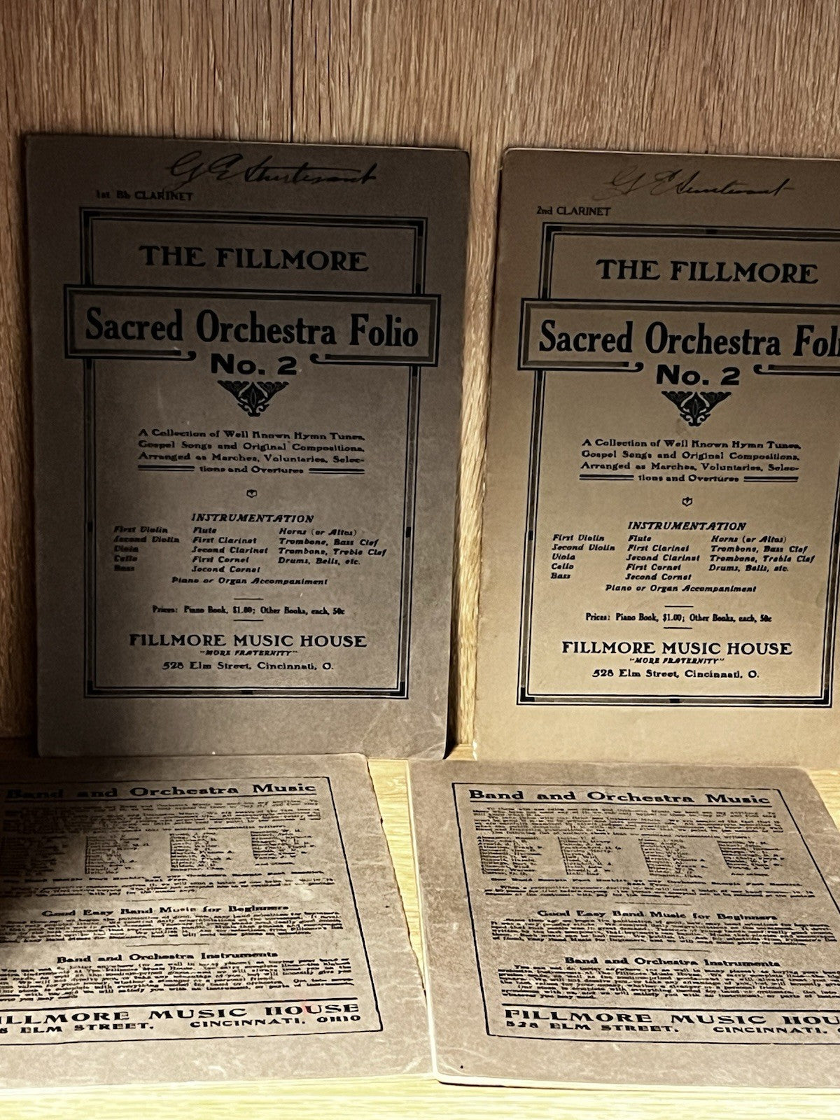 Lot of 5 The FILLMORE Sacred Orchestra Folio No.2 - 1931
