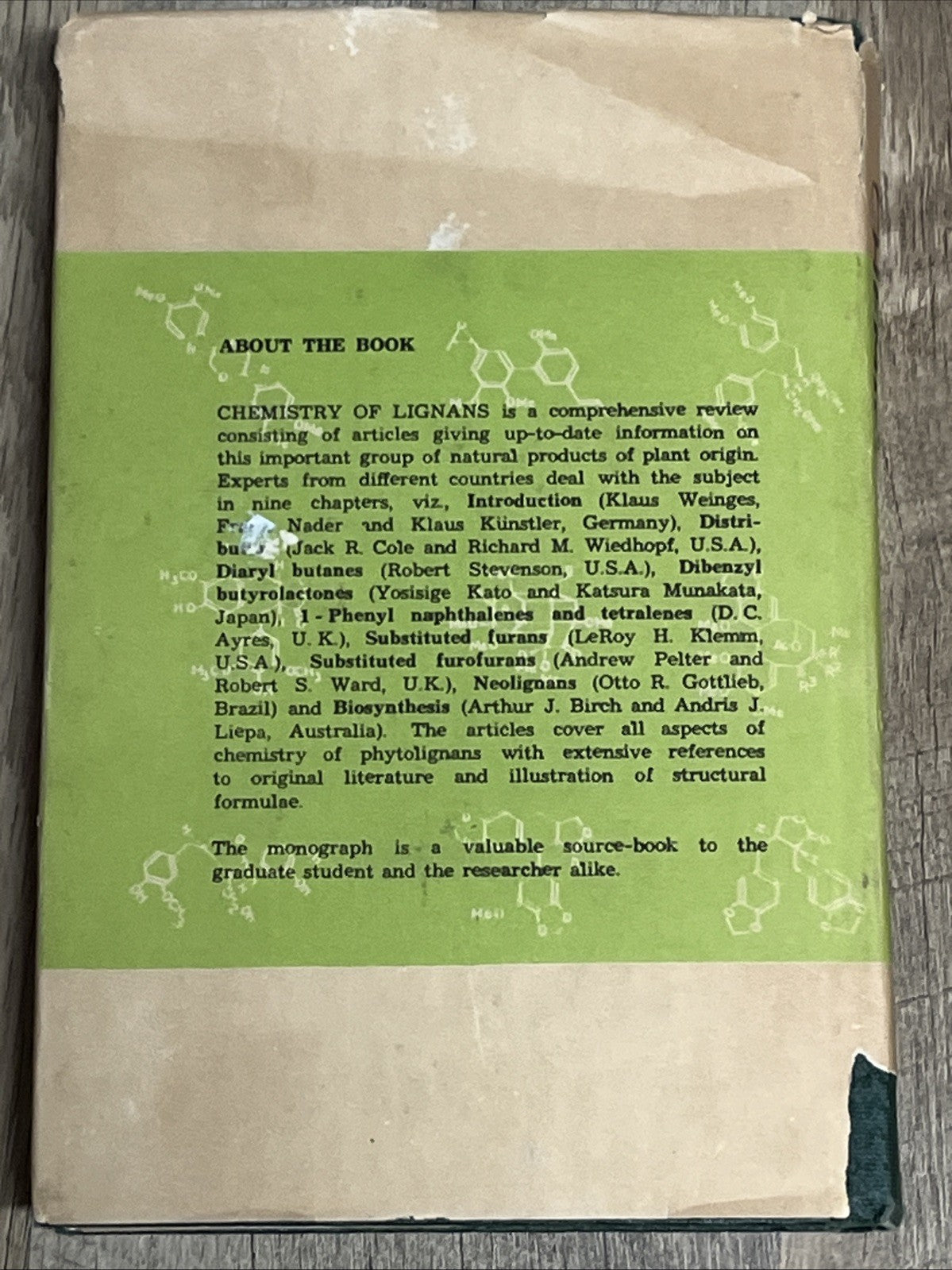 CHEMISTRY OF LIGNANS ANDHRA UNIVERSITY PRESS WALTAIR 1978 Ed In Chief C.B. S RAO