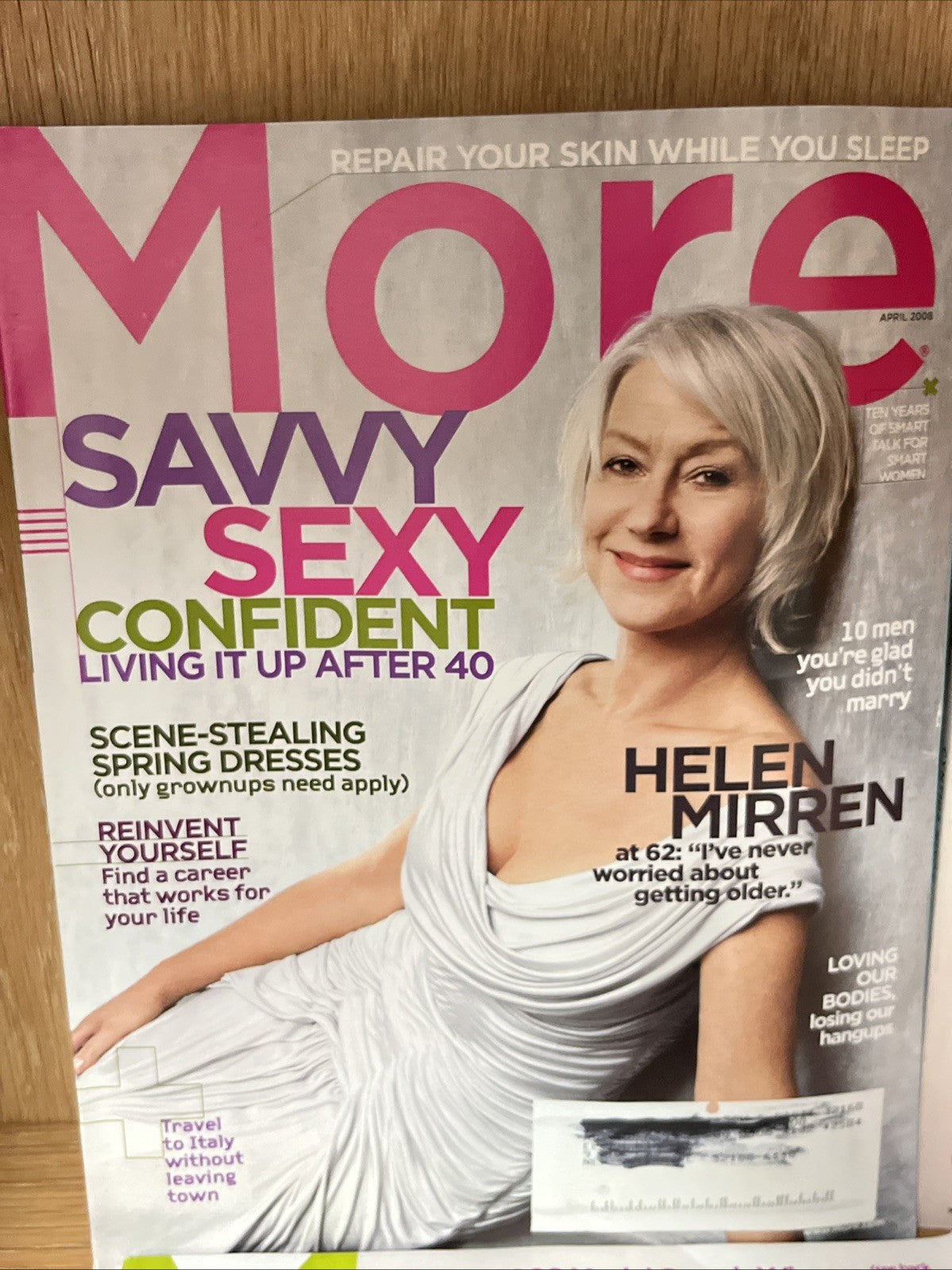 4 Pc MORE MAGAZINE, HELEN MIRREN, CYNTHIA NIXON, DANA DELANY, KAREN ALLEN 2008