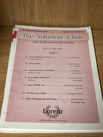 Volunteer Choir Nov/Dec 2013 Easy SATB Anthems for Worship Lot of 20