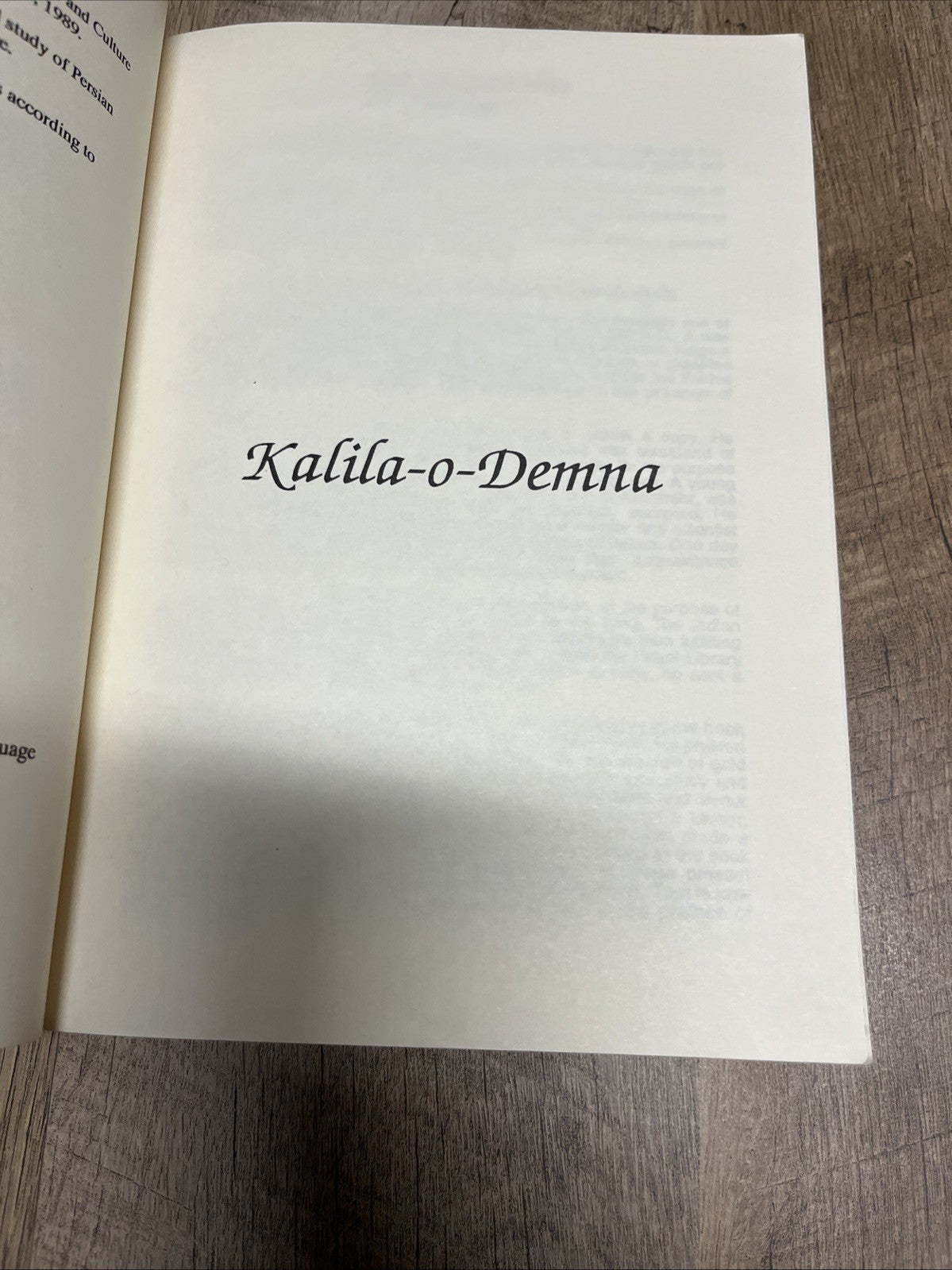 Kalila O Demna The Association for Preservation of Persian Language And Culture 