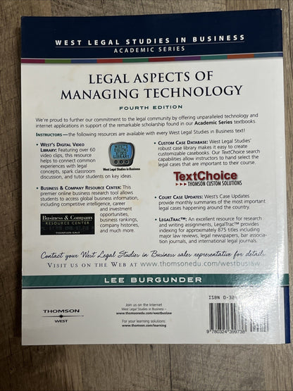 Legal Aspects of Managing Technology 4th Edition Burgunder, Lee B.