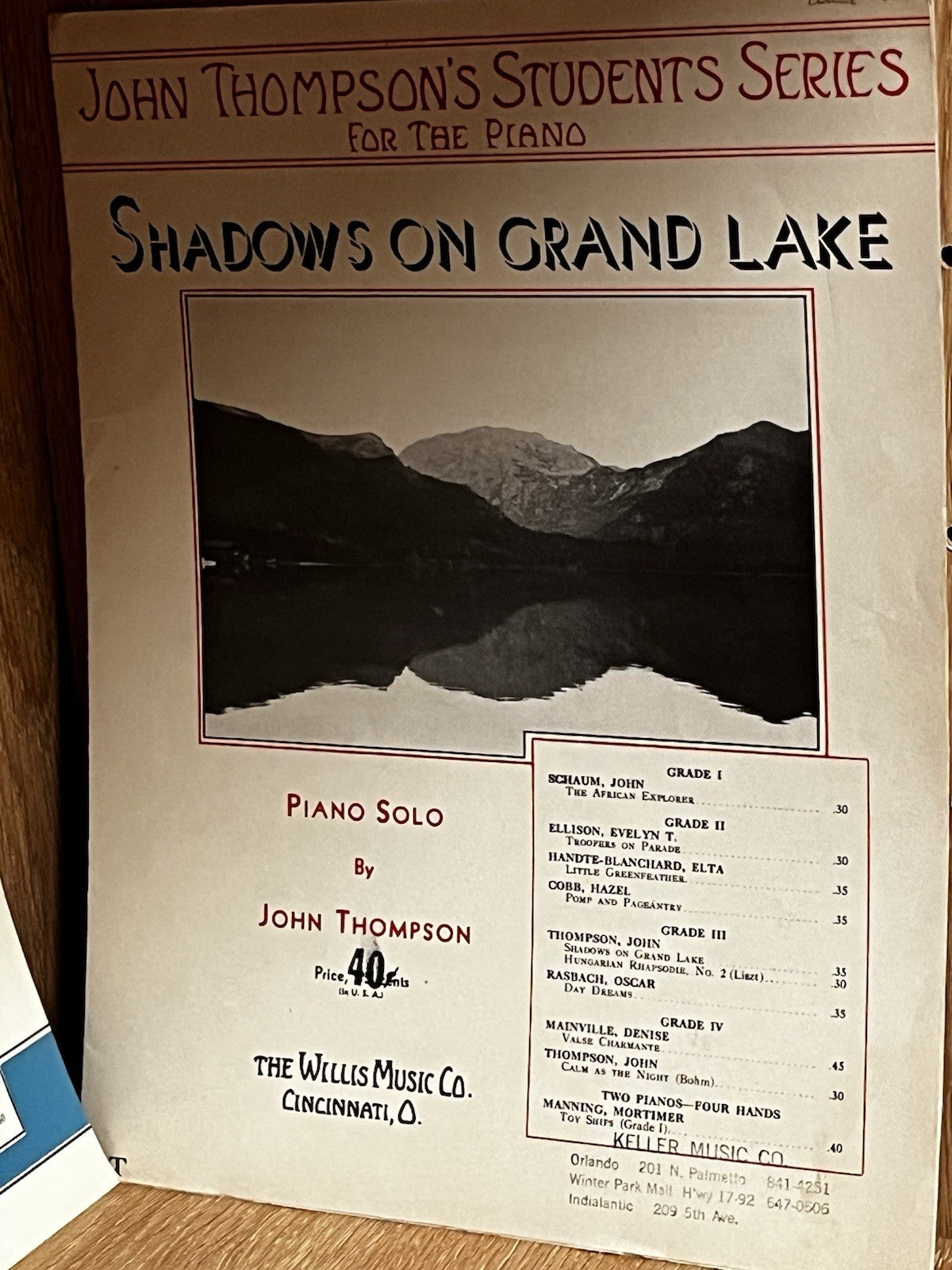 John Thompson’s Students Series Piano Sheet Music Shadow On Grand Lake & Calm As
