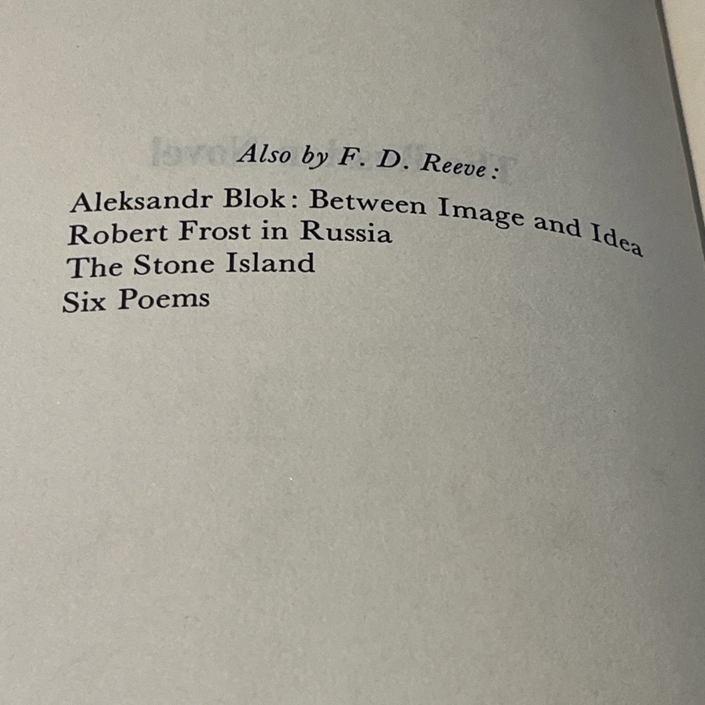 Russia Book: The Russian Novel First Edition by F.D. Reeve 1966