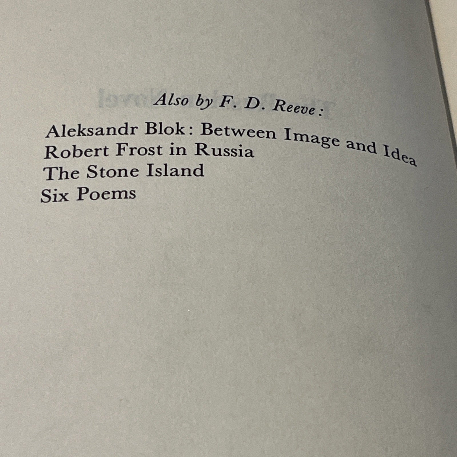 Russia Book: The Russian Novel First Edition by F.D. Reeve 1966