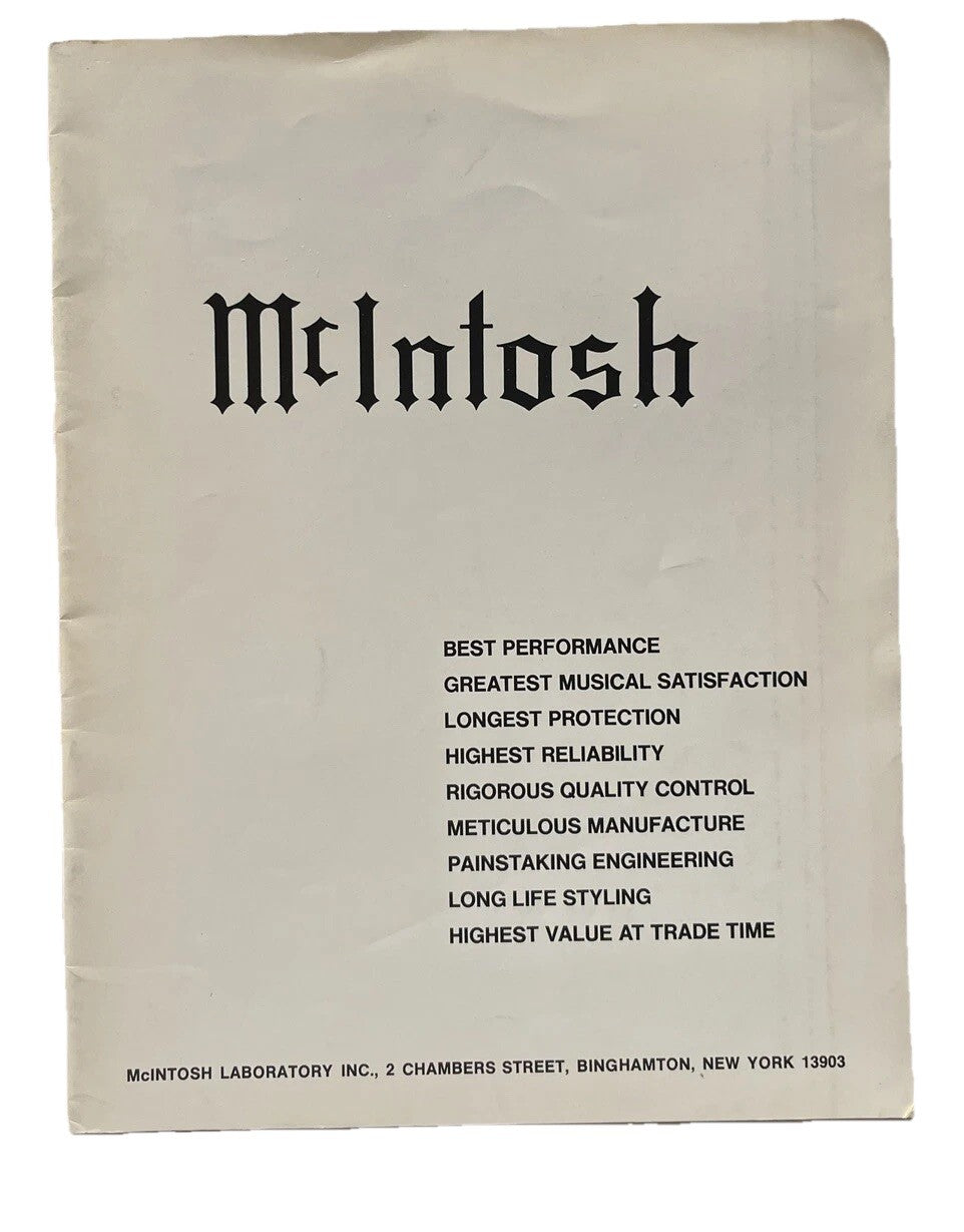 McIntosh Collectable stereo sales and model brochure circa early 1970’S