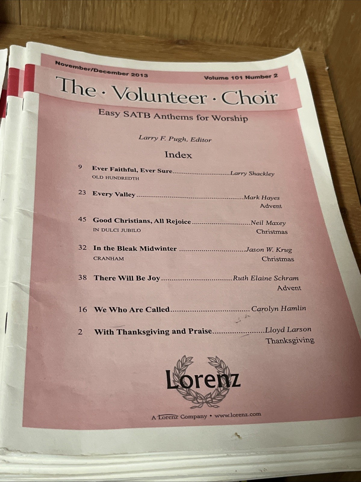 32 Lot The Volunteer Choir Volume 101. Number 1-4 Jan-Dec 2013 -2014 SATB Anthem
