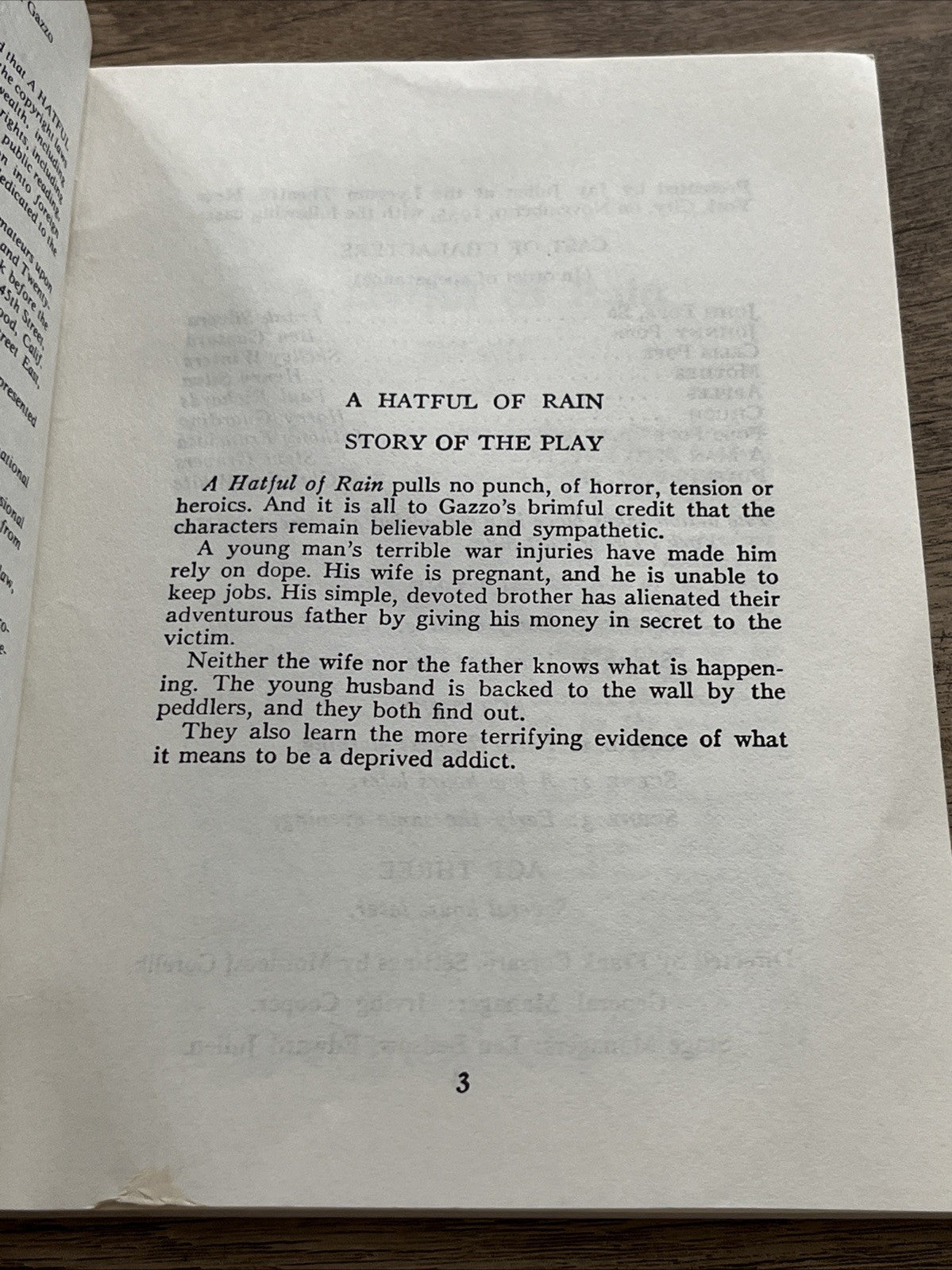 A Hatful of Rain Michael V. Gazzo ~ Acting Edition ~ Script Play ~ 1984