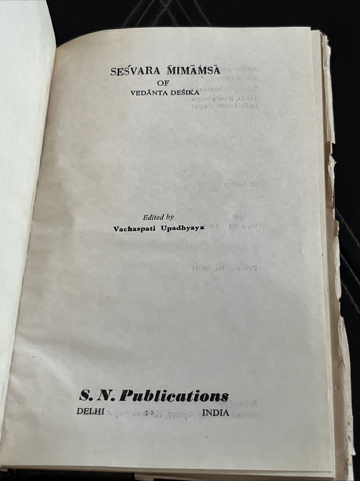 SESVARA MIMAMSA OF VEDANTA DESIKA by Venkatanatha 1981