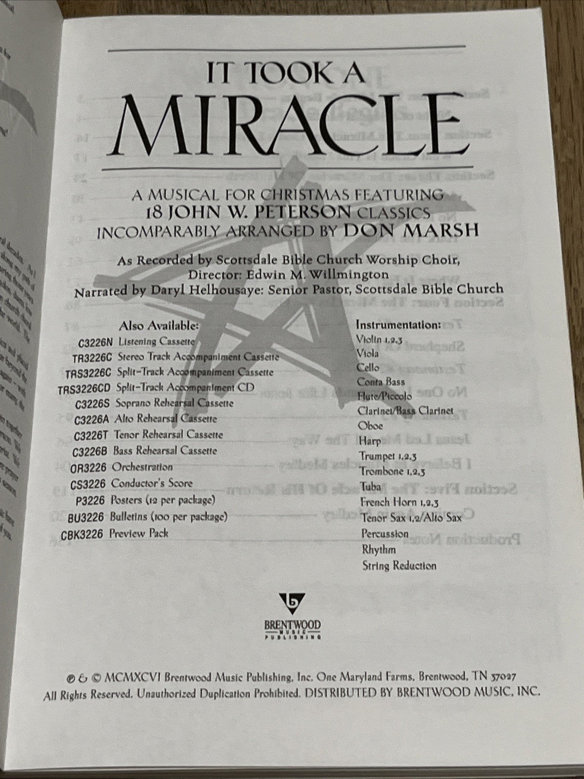 Lot Of 10 It Took A Miracle 18 John W Peterson Classics A Musical For Christmas