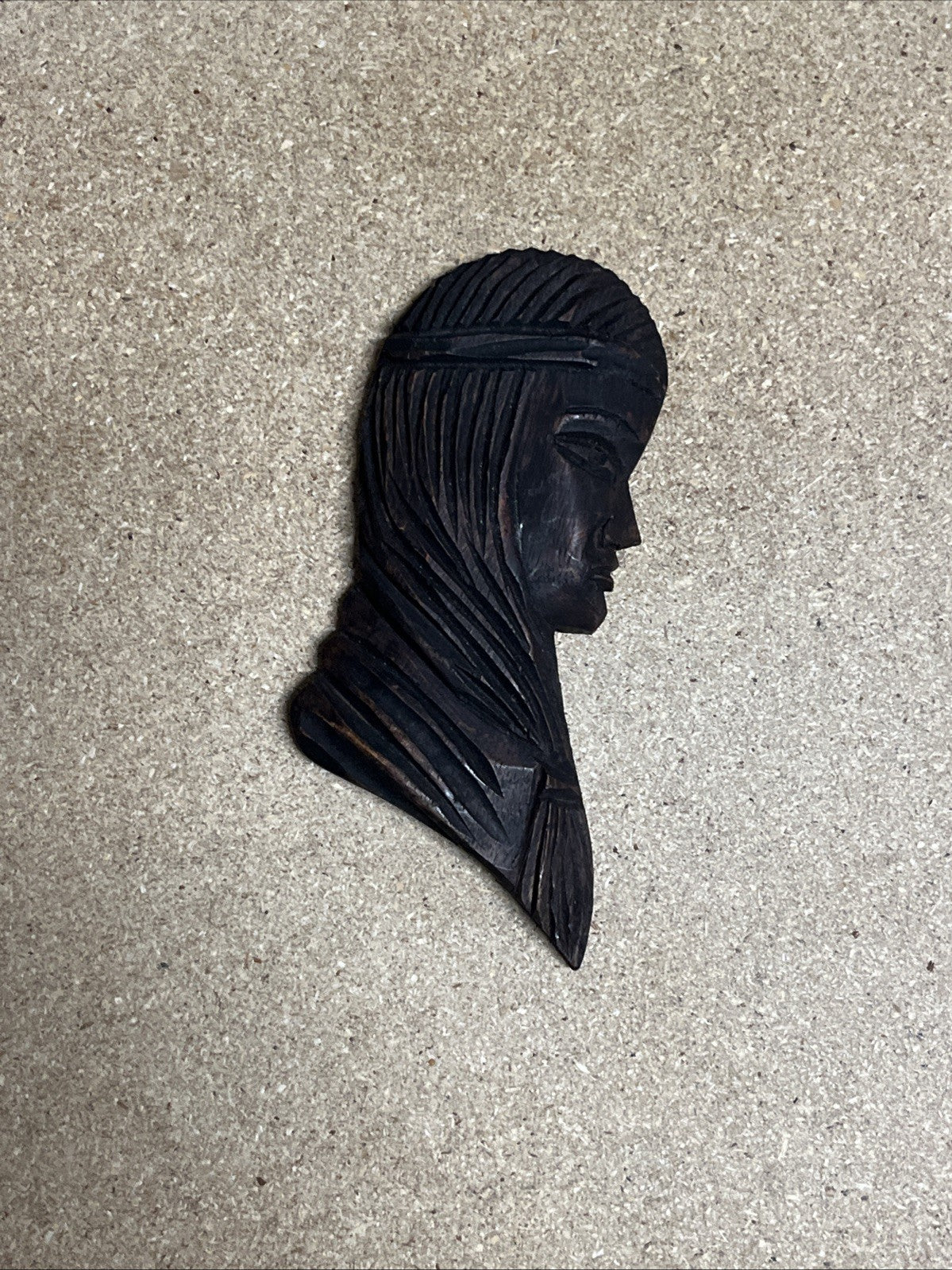 Osabel Tallado A Mano Argentina Wood Carving Lady Head Small Wall Hanging Art
