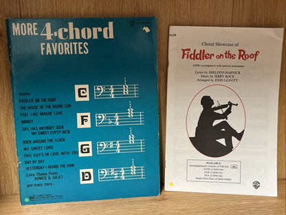 Choral Showcase of Fiddler On the Roof SATB & More 4-Chord Favorites Lot of 2
