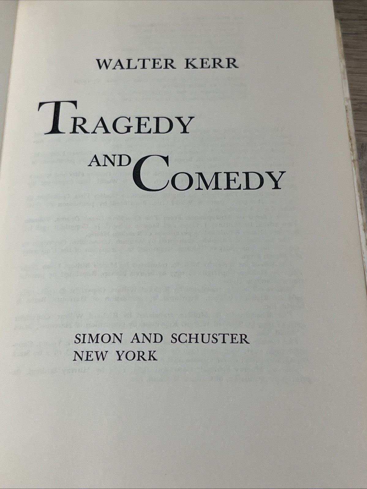 Tragedy and Comedy Walter Kerr 1967 Hardcover Third Printing American Theater
