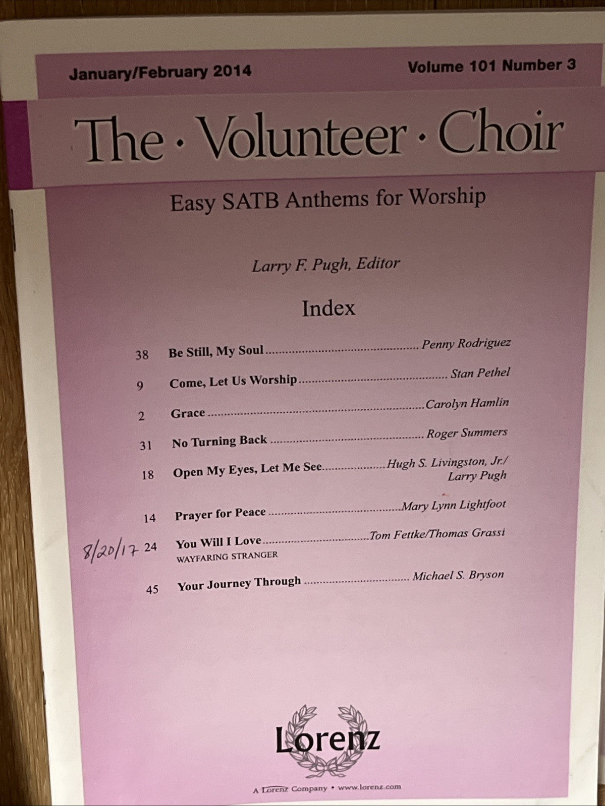 The Volunteer Choir Vol 101 . No 1,2,3,4 Publication Jan-Dec 2013-2014  Lorenz