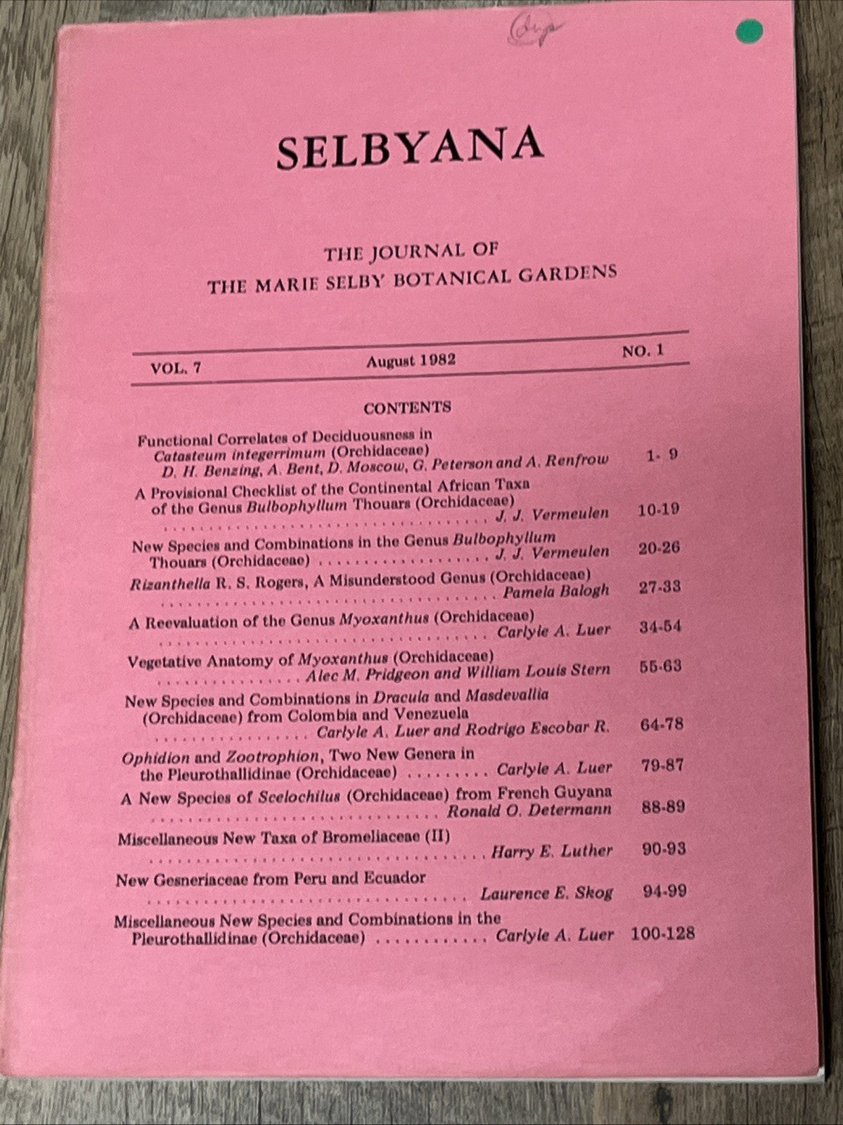 Marie Selby Botanical Gardens SELBYANA Lot of 11  The Journal  ( 1970s/80s)