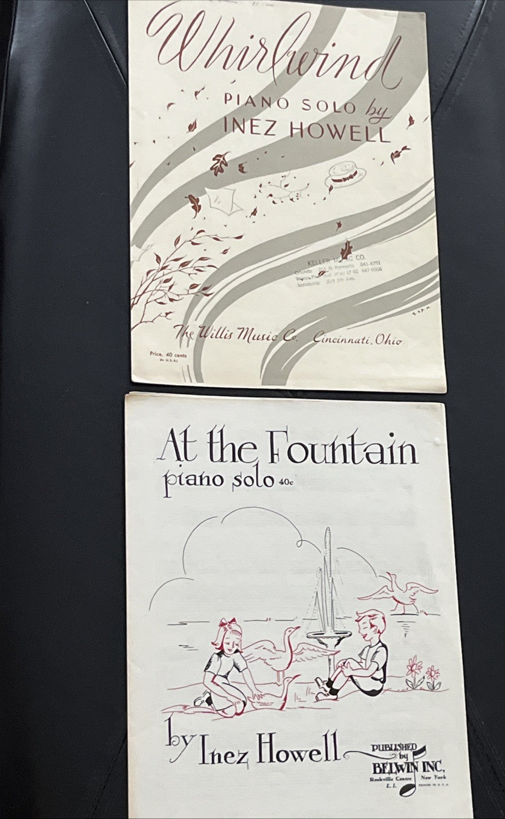Inez Howell Piano Solo Music Single Sheet Whirlwind & At The Fountain 1952 /1953