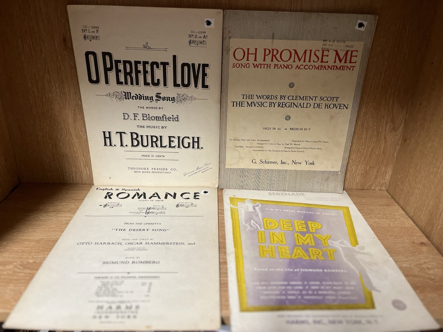 VTG Old Love Sheet Music Lot of 4 (Oh Promise Me,O Perfect Love)1800s-1920s-1951