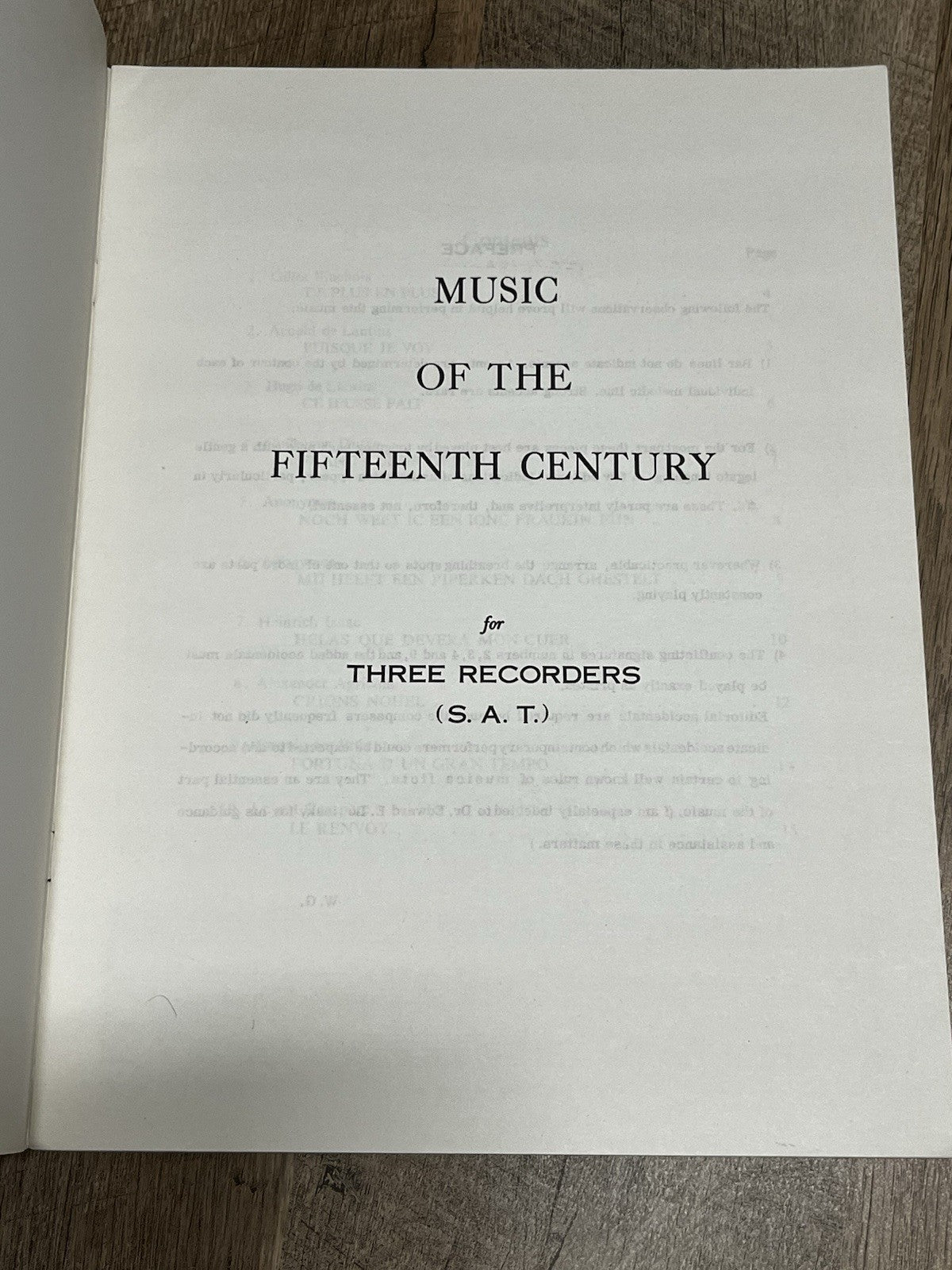 Music of the Fifteenth Century for 3 Recorders SAT Walter Gerboth Sheet Music