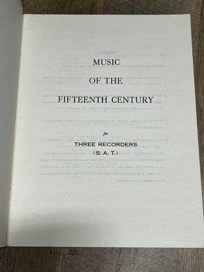 Music of the Fifteenth Century for 3 Recorders SAT Walter Gerboth Sheet Music