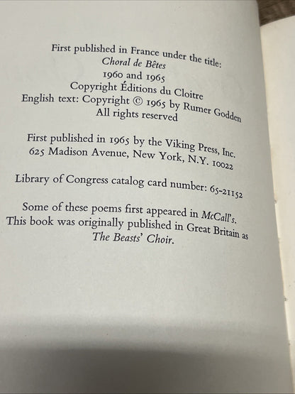 Creatures' Choir by Rumer Godden and Carmen Bernos De Gasztold First US Edition