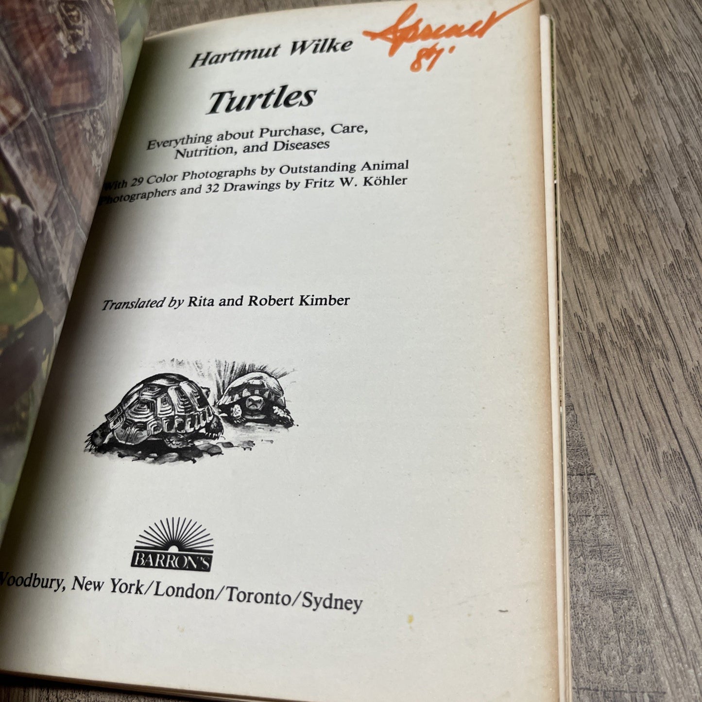 Turtles. A Complete Pet Owner’s Manual. By Hartmut Wilke.  1983