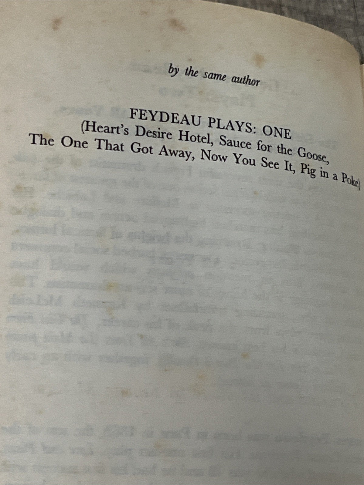 Feydeau Plays: Four One Act Plays & Plays: Two of Georges Feydeau Book Lot2