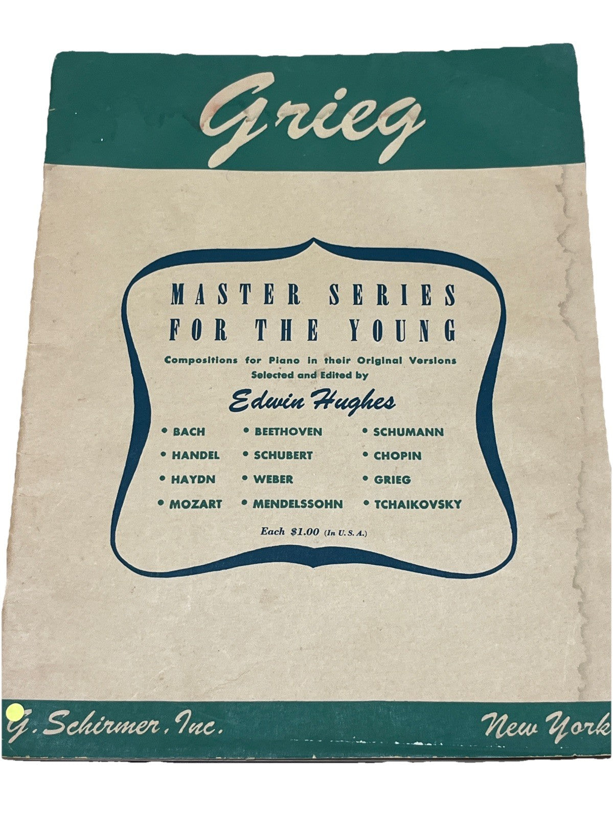 Edvard Grieg Master Series for the Young Edited by Edwin Hughes G. Schirmer.Bach