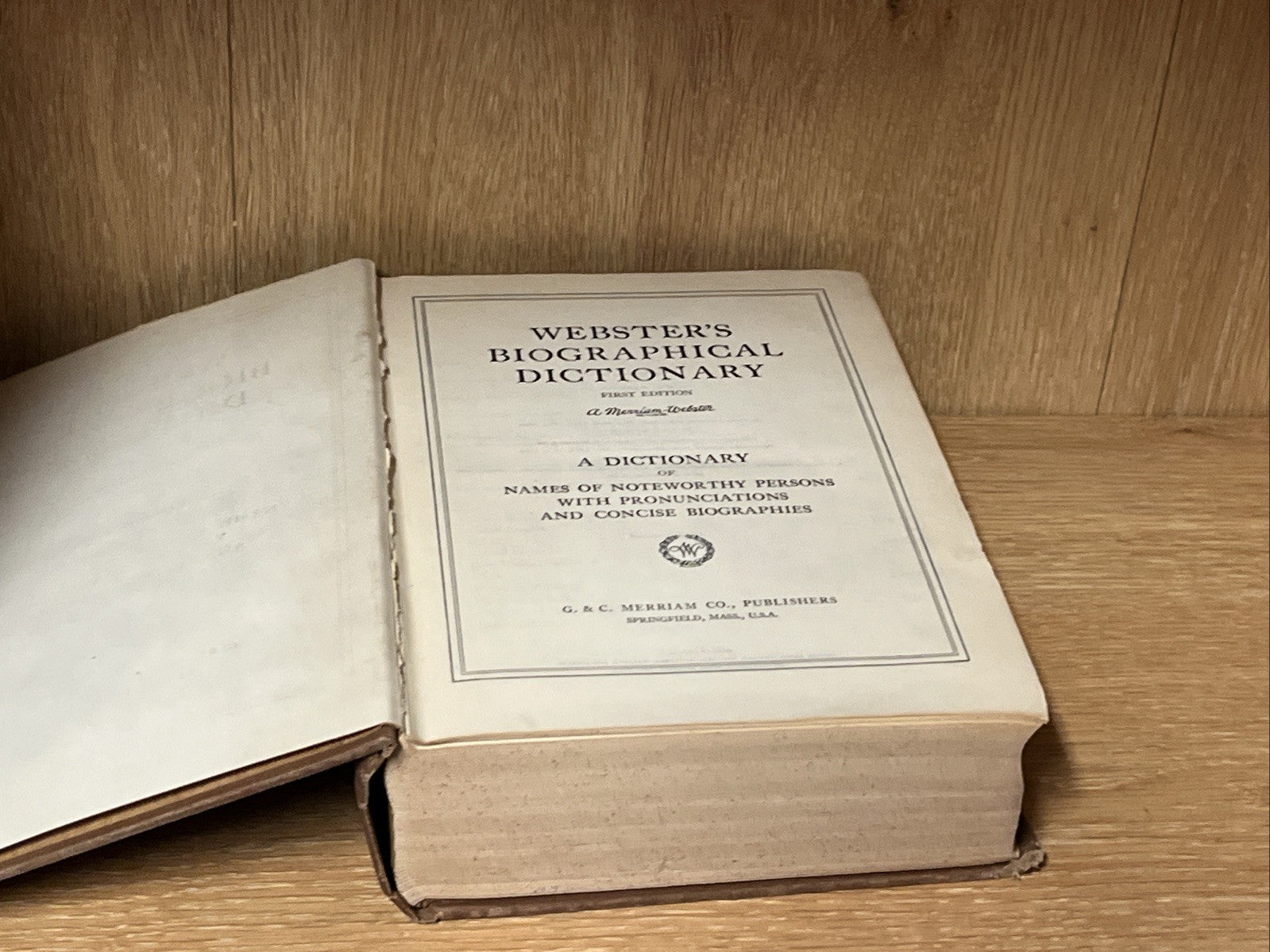 Webster's Biographical Dictionary, A Dictionary of Names Of Noteworthy 1957