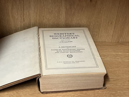 Webster's Biographical Dictionary, A Dictionary of Names Of Noteworthy 1957