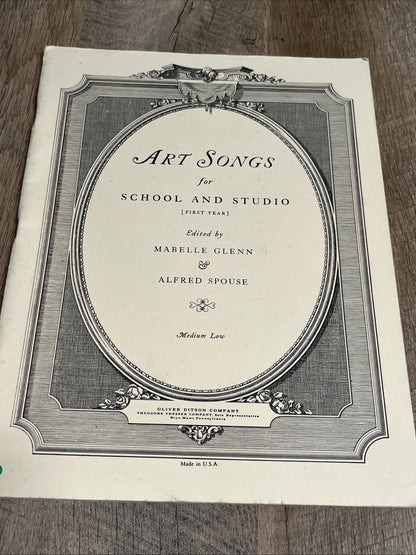 Vintage Sheet Music Art Songs for School and Studio Loc OB