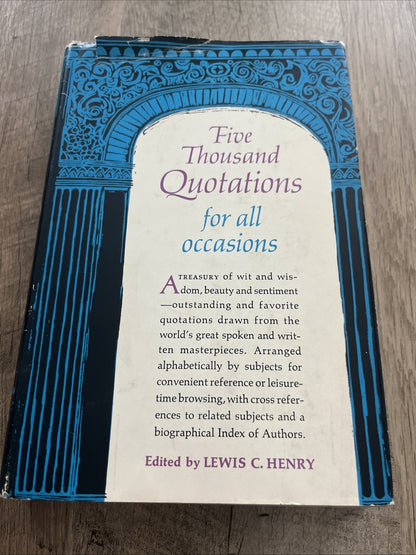Five Thousand Quotations by Lewis C Henry 1945 Hardcover BCE