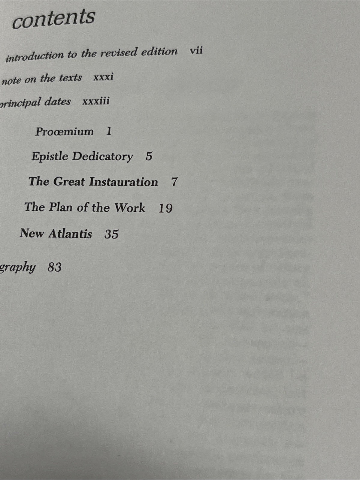 The Great Instauration and New Atlantis by Francis Bacon Paperback Book 1989