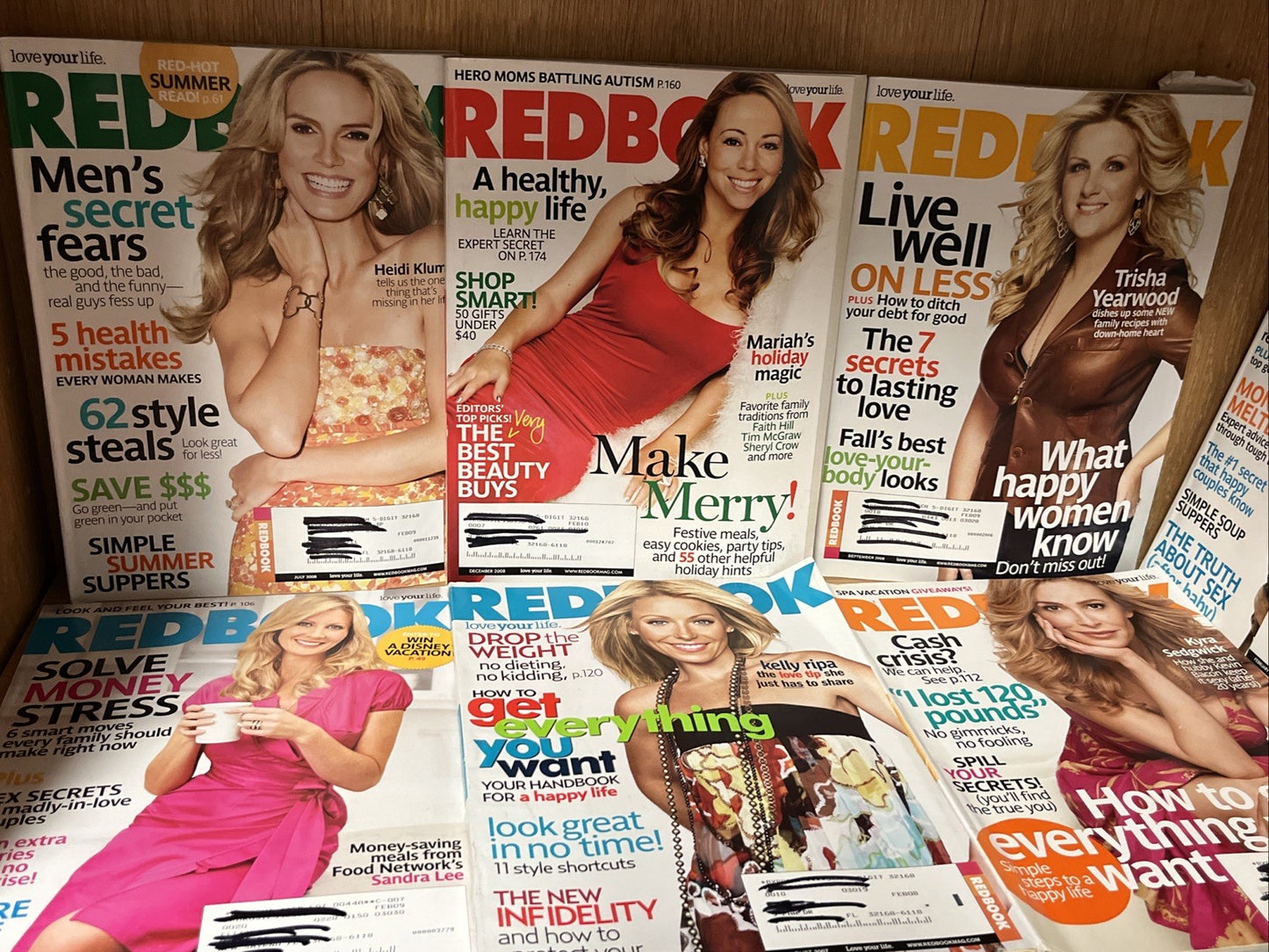 REDBOOK MAGAZINE Love Your Life Lot of 7 2007 - 2009 Mariah, Heidi, Trisha