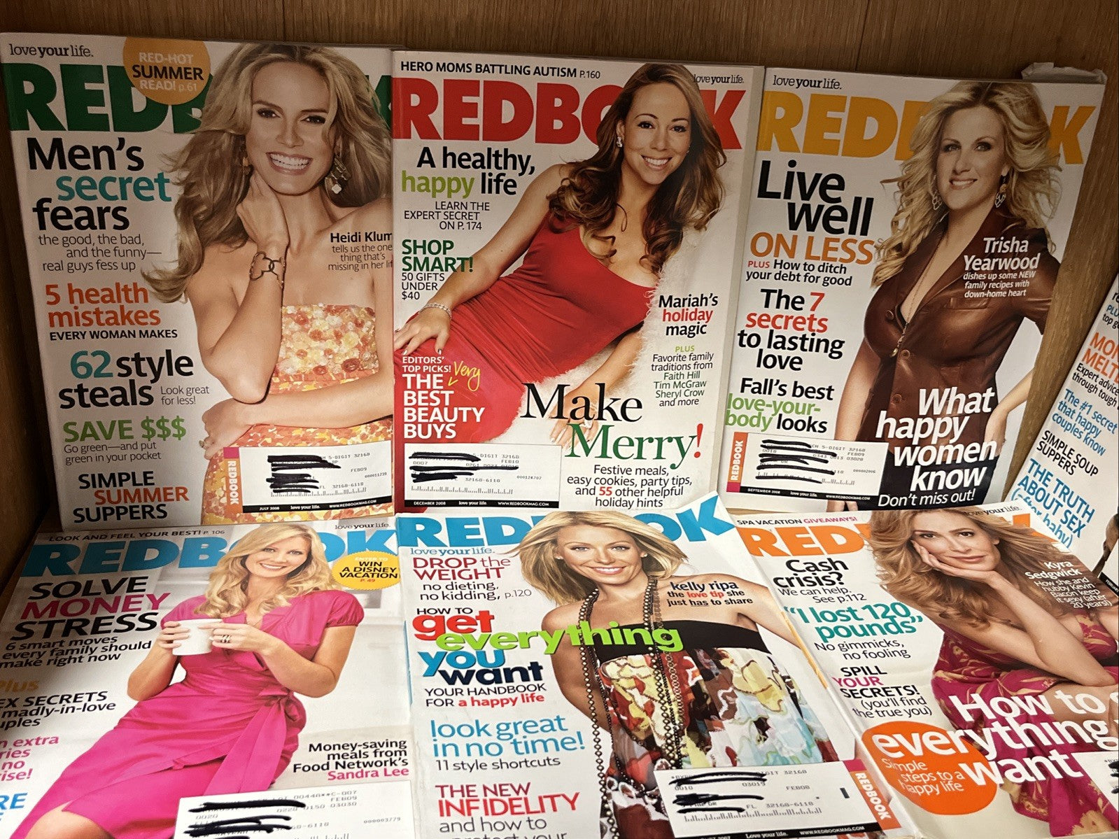 REDBOOK MAGAZINE Love Your Life Lot of 7 2007 - 2009 Mariah, Heidi, Trisha