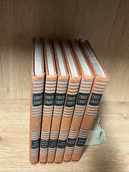 Vintage 1947 Childcraft Book Lot of 6 Set Orange, Volumes 4/5/6/7/8/12