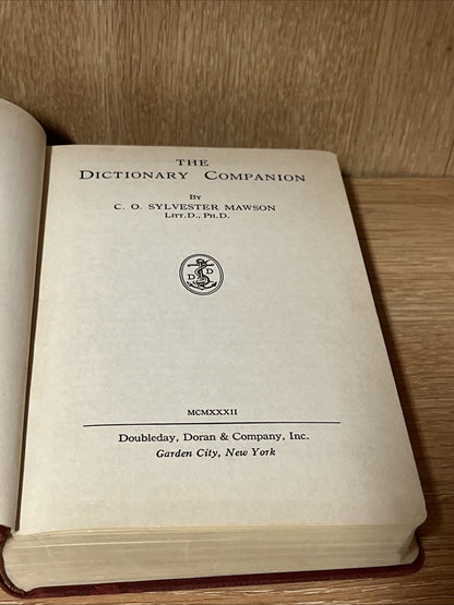 The Dictionary Companion 1st Edition by C. O. Sylvester Mawson 1932 vintage