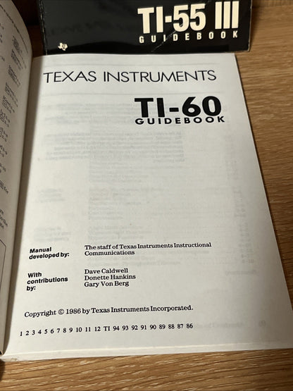 Texas Instruments Scientific TI-55 111/ TI-60/ TI-34 Comp Math Guide Book Manual