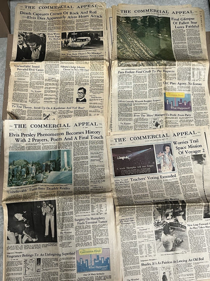 Elvis Presley Newspaper Death Memphis Press, 1977, AUG - 17, 18, 19, 21, 25 & 26
