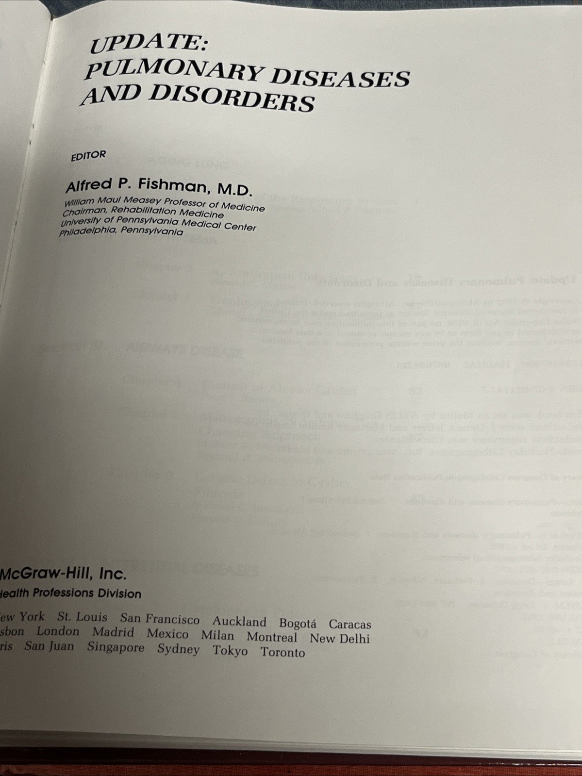 Pulmonary Diseases and Disorders, 2nd Ed, Alfred Fishman, 4 Volume Set,1988/1992