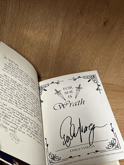 For She Is Wrath Emily Varga OwlCrate 1st Edition Hardcover Signed 9781250877383