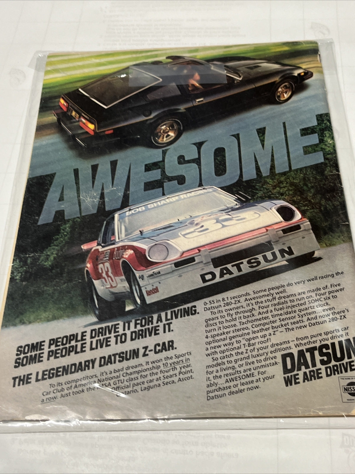 1980 DATSUN 280-ZX 280 ZX  RACE CAR VINTAGE ORIGINAL PRINT AD ADVERTISEMENT