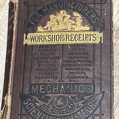 Workshop Receipts For Manufacturers & Scientific Amateurs Book  1873 Ist Edition