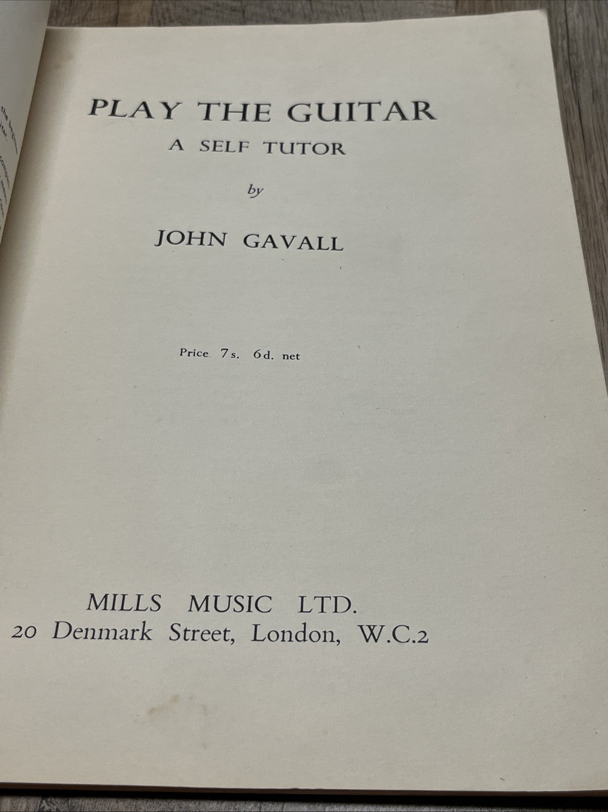 Play the Guitar: A Self Tutor" by John Gavall 1957