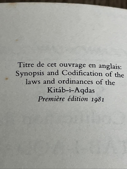 Synopsis et Codification des Lois et Ordonnances du Kitáb-i-Aqdas ( French Ed,81