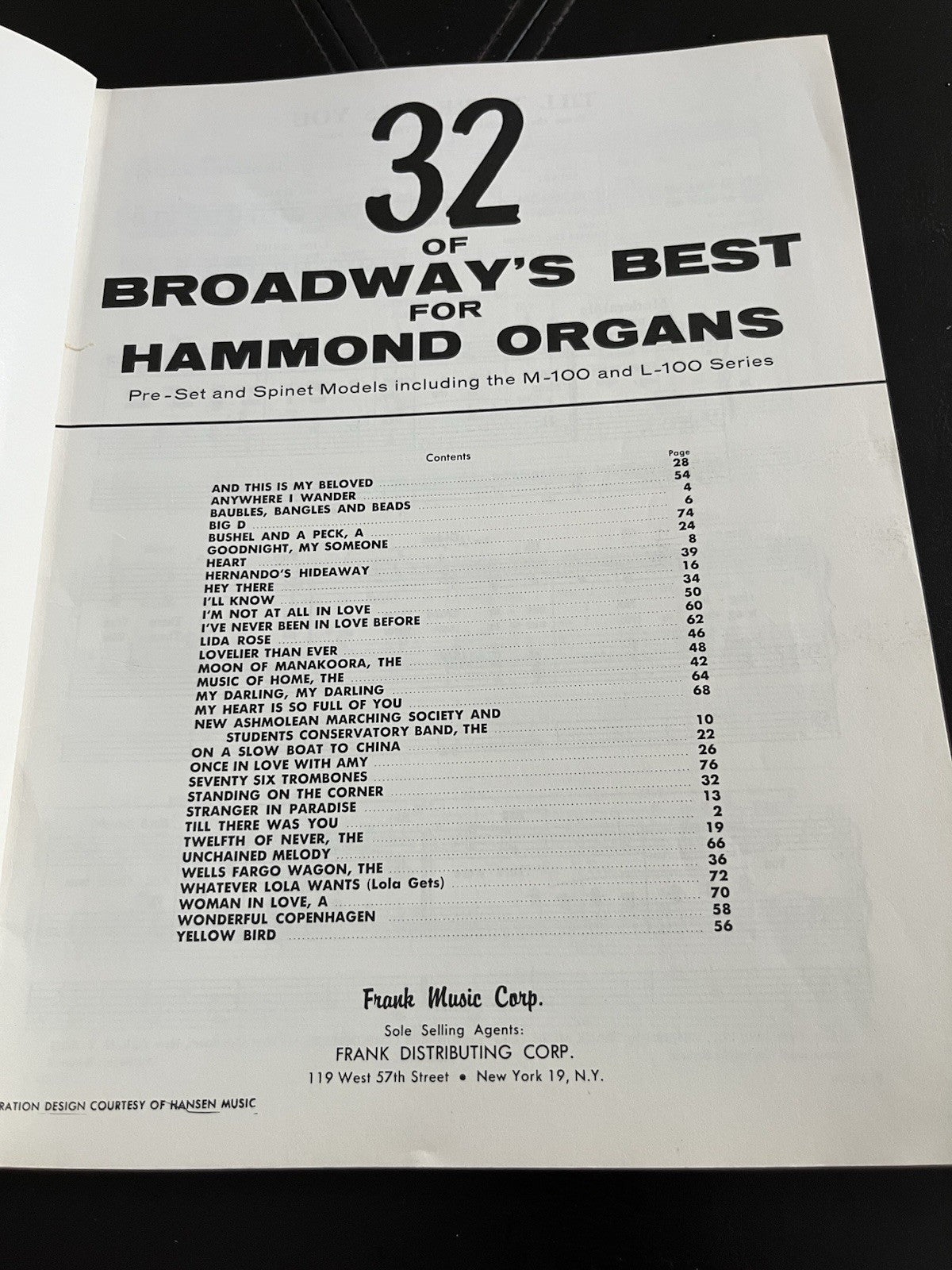 32 Of Broadways Best Sheet Music Hammond Organs Vintage 555