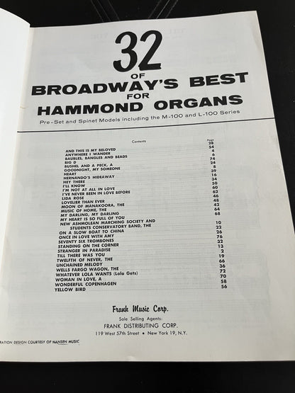 32 Of Broadways Best Sheet Music Hammond Organs Vintage 555