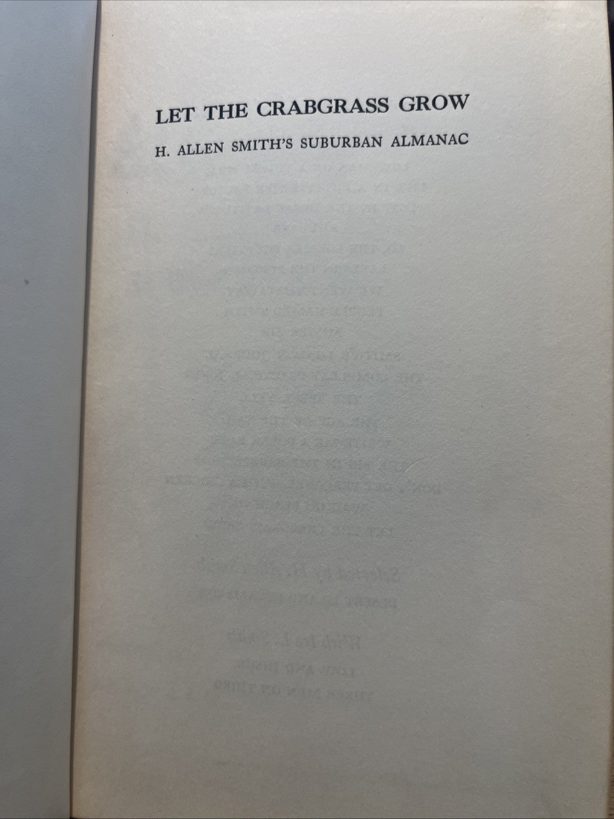 Let the Crabgrass Grow by H. Allen Smith (Bernard Geis, 1960, Hardcover)