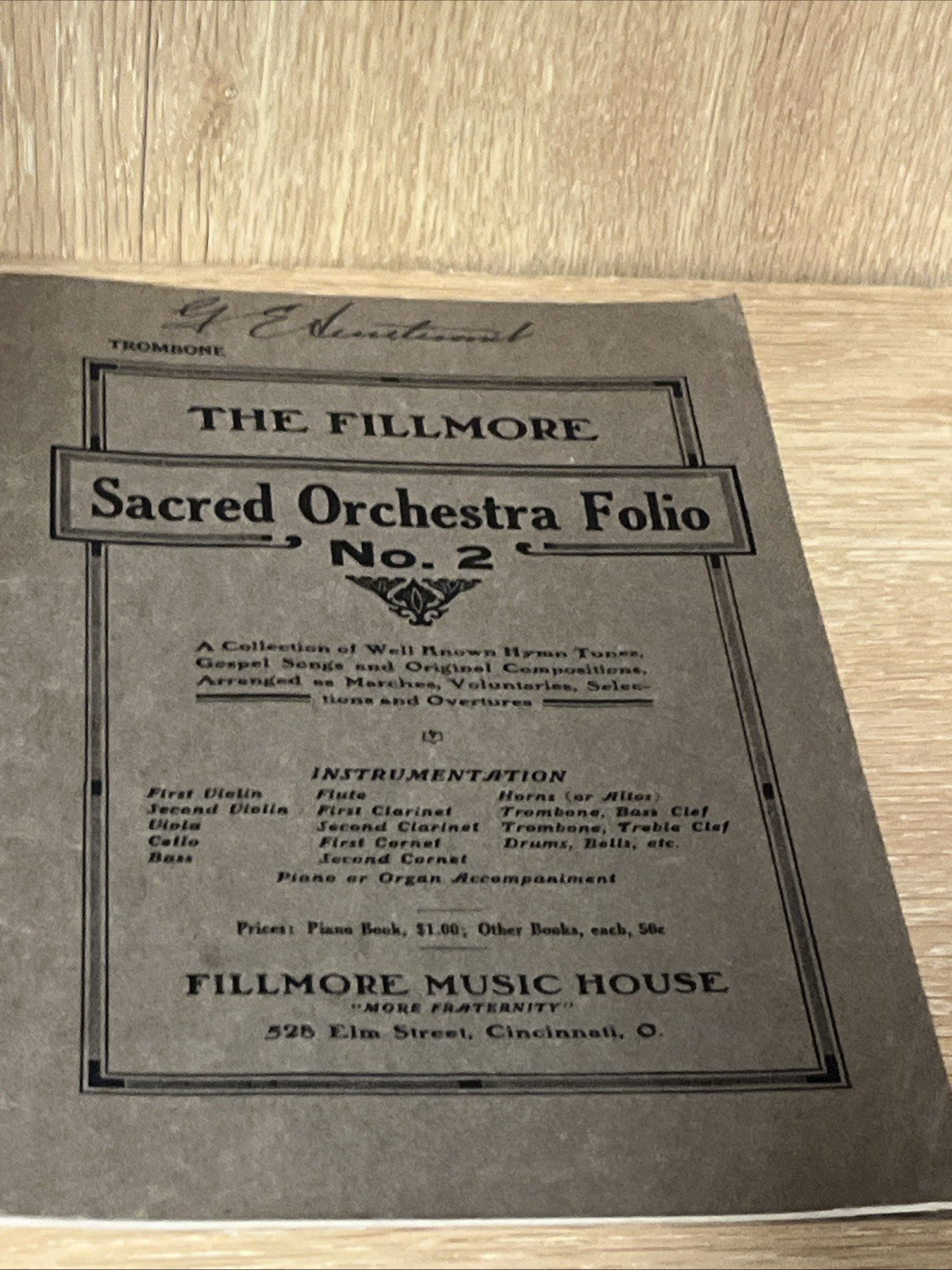 The FILLMORE Sacred Orchestra Folio No.2 : A Collection Of Well Known Hymn 1931