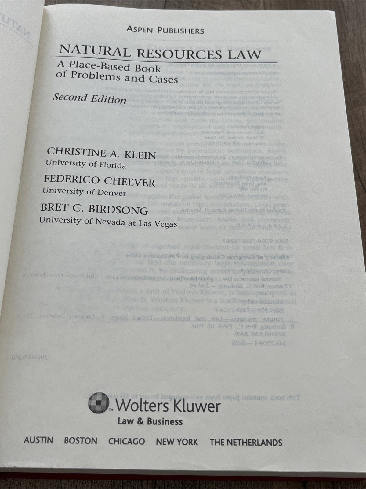 NATURAL RESOURCES LAW: A PLACE-BASED BOOK OF PROBLEMS & Cases Christine A. Klein