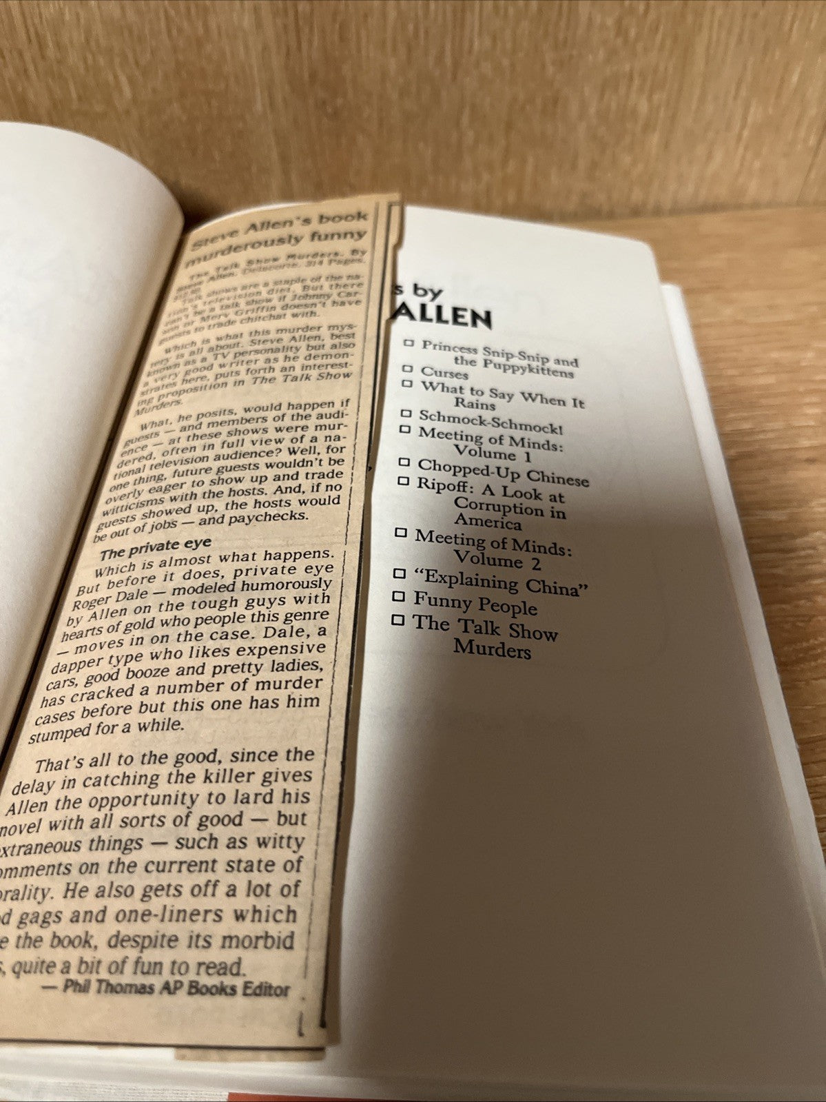 Steve Allen / The Talk Show Murders 1st Edition 1982